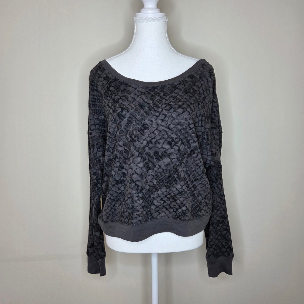 Splendid Snakeskin Print‎ Pullover Sweatshirt Grey Modal Blend Size Large
